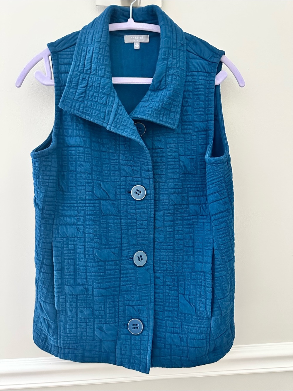 Habitat Teal Quilted Button Vest XS